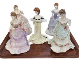 Four Royal Worcester limited edition figures and Coalport lady (5).