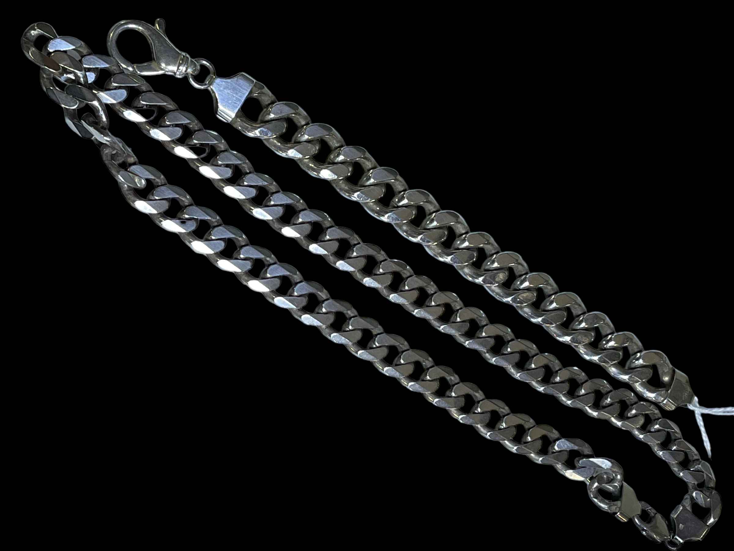 Silver chunky link chain bracelet and necklace.