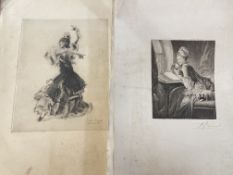 Collection of six lithographs including Ballet Dancer.