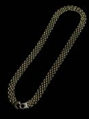 9 carat gold rounded flat link necklace, 45cm length.