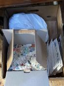 Box of loose Worldwide stamps, FDCs, Schoolboy Commonwealth stamp albums, etc.