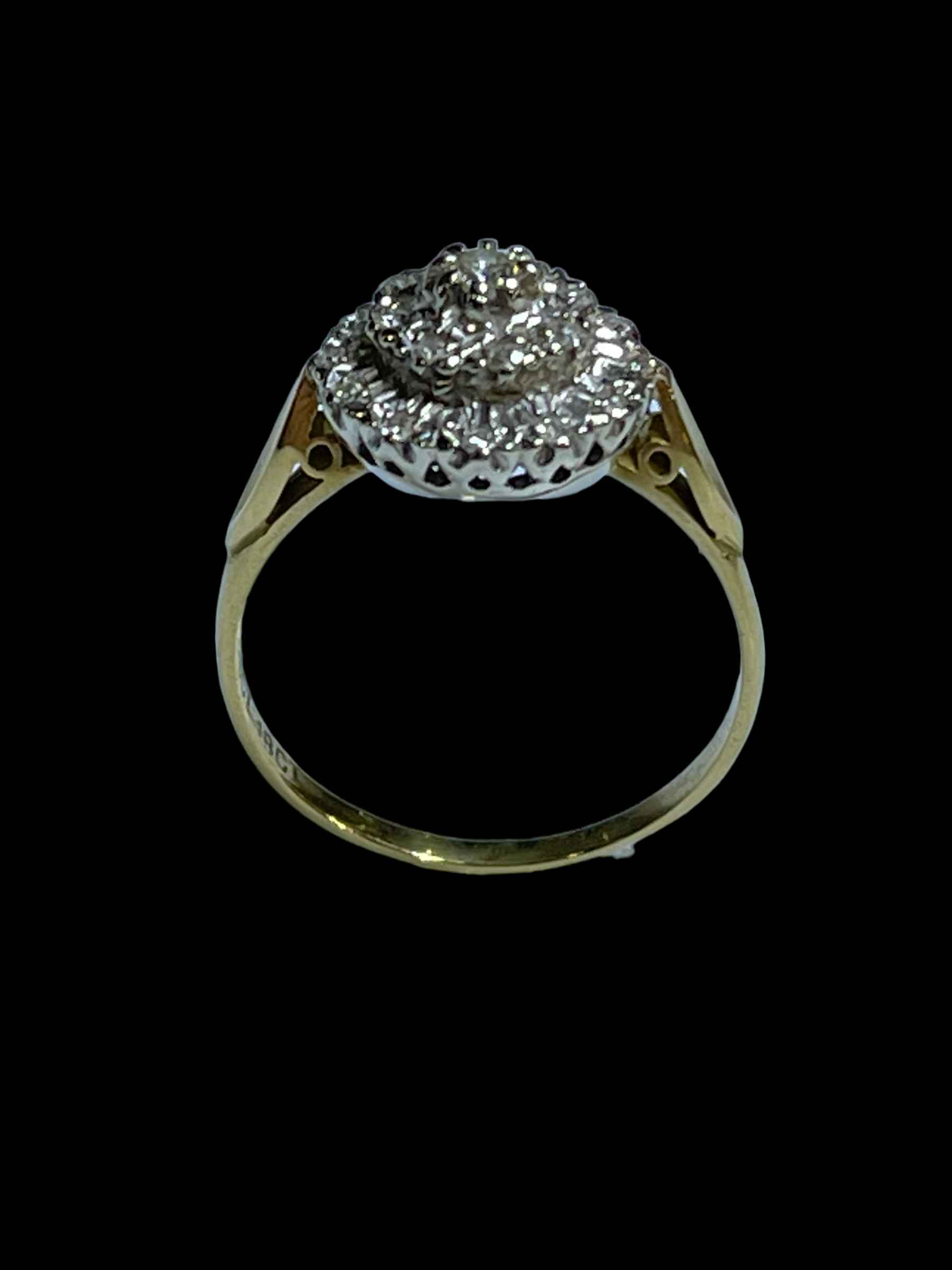 Diamond cluster 18 carat gold ring, size R. - Image 2 of 2