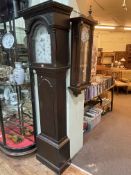 Antique oak cased 30 hour longcase clock and Victorian Vienna style wall clock.
