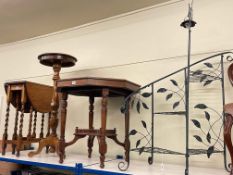 Late Victorian octagonal occasional table, tripod plant stand,