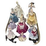 Collection of eleven Coalport figures including Regina, Amanda, etc.