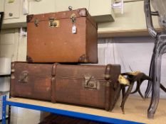 Two vintage trunks, and pair of antlers. *Sold for the 100% benefit of St.