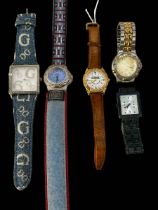 Five wristwatches including Swatch and Swiss Military. *Sold for the 100% benefit of St.