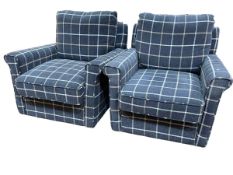 Pair Lazboy rocking chairs in grey checked fabric.