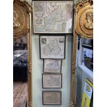 Antique map of Bishoprick of Durham, 28cm by 33cm, together with four other maps of Durham,
