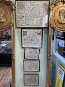 Antique map of Bishoprick of Durham, 28cm by 33cm, together with four other maps of Durham,