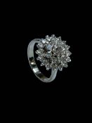 Diamond twenty five stone 18 carat white gold ring, size K/L.