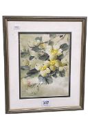 Eileen Fong (Chinese/Canadian), Flower Study, watercolour, 21cm by 17cm, framed.