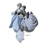 Lladro 'Southern Belles', large size with parasol, boxed.