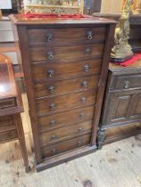 Late 19th Century mahogany eight drawer Wellington chest, 128cm by 64cm by 46cm.
