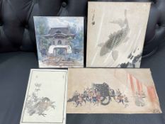 Four small Oriental watercolours.