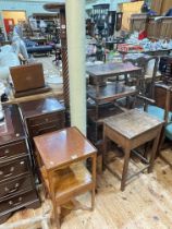 Victorian rosewood etagé, twist column torchere, mahogany pedestal,