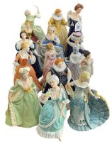 Collection of lady figurines including Franklin Porcelain, Wedgwood, etc (14).
