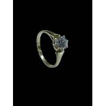 18 carat yellow gold and 1.00 carat lab diamond solitaire ring, size O.