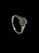 18 carat yellow gold and 1.00 carat lab diamond solitaire ring, size O.