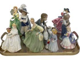 Five Royal Doulton figures, three Nao, Arton figure and Bramley Hedge figure (10).