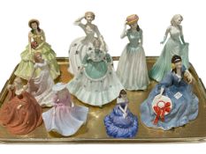 Collection of ten figures including Doulton Elyse, Coalport Claire, etc.
