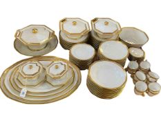 Theodore Haviland Limoges white and gold table service, approximately 85 pieces.