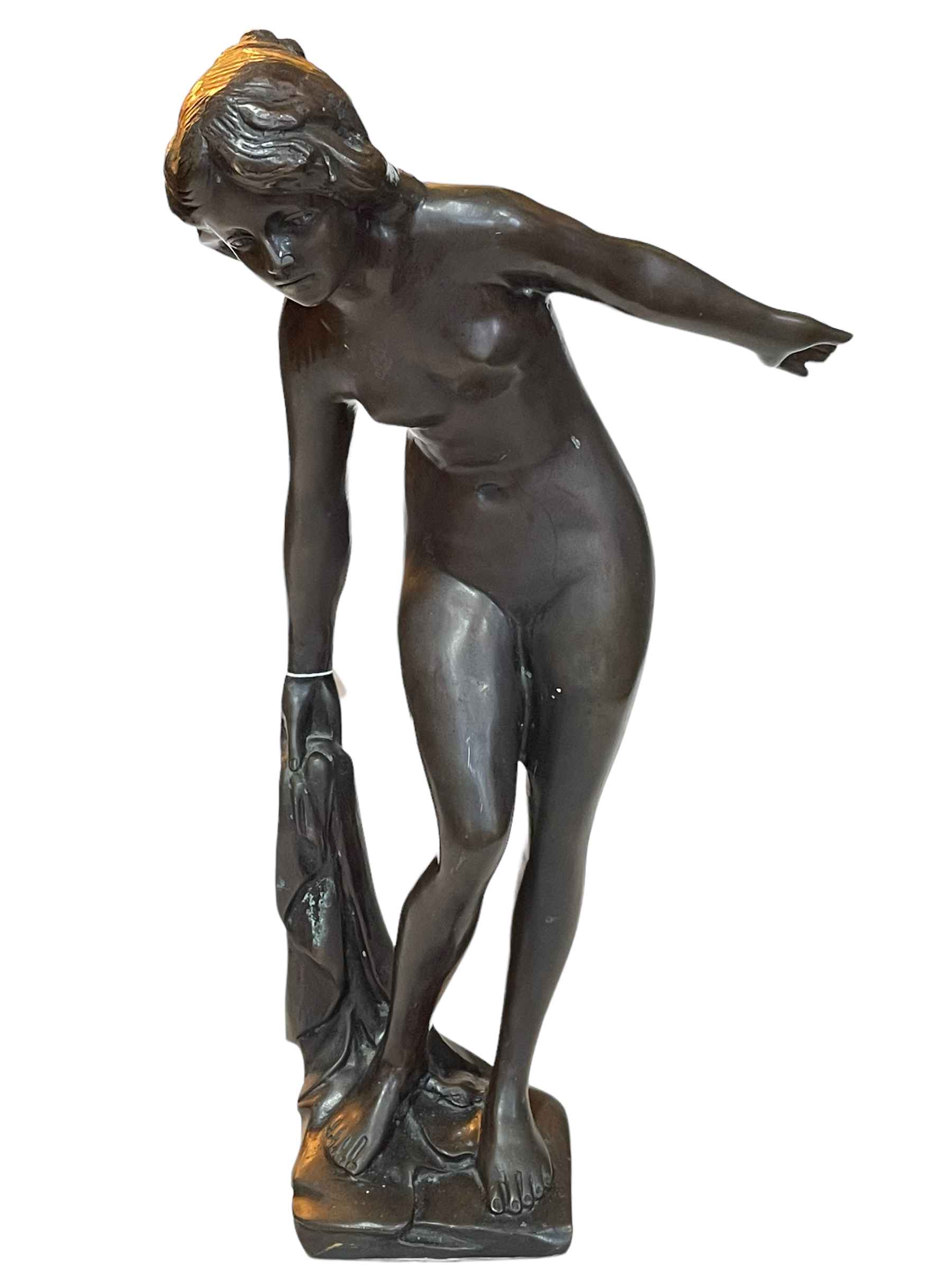 Large bronze style figure of maiden, 60cm.