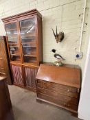 Victorian mahogany bookcase having four glazed panel doors and adjustable shelves, 229cm by 120.