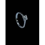 Platinum set 0.50 carats lab diamond solitaire ring, size K, colour E, clarity VVS2.