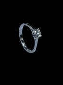 Platinum set 0.50 carats lab diamond solitaire ring, size K, colour E, clarity VVS2.
