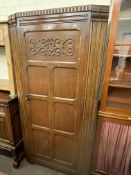 Victorian four drawer chest, oak hall wardrobe, two 19th Century toilet mirrors,