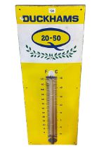 Enamel Duckhams Temperature sign, 92cm.