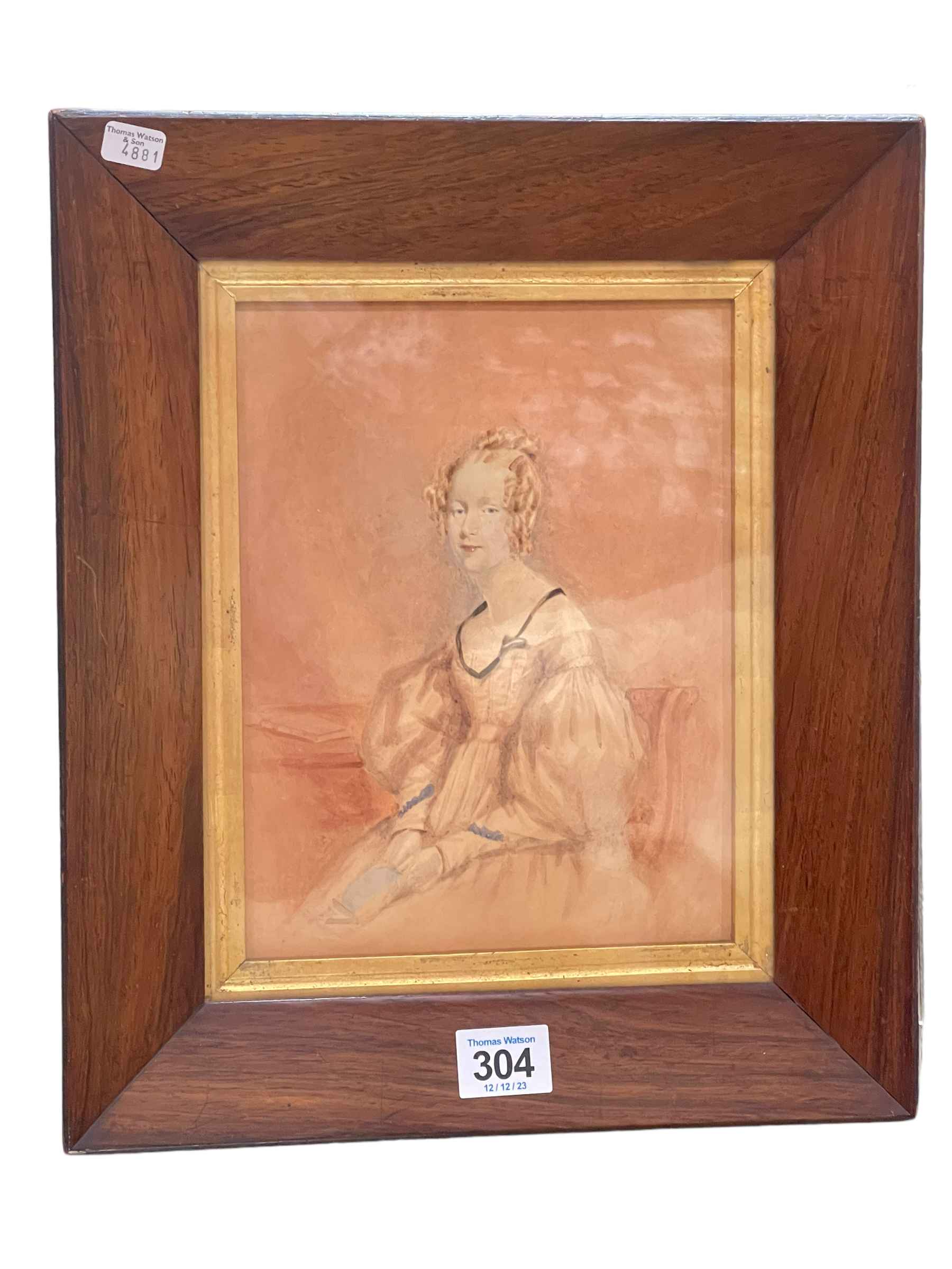 H. Love (1780-1838), Portrait of Miss Elizabeth Jarvis in rosewood frame, 33cm by 29cm, info verso.
