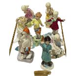 Nine Royal Worcester Freda Doughty months of the year figures.