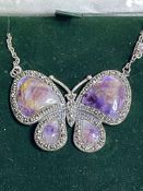 W. Hammond silver Blue John and Marcasite butterfly necklace.