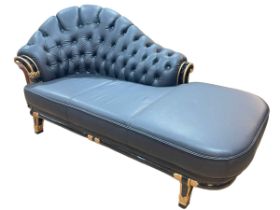 Regency style day bed in black buttoned faux leather.