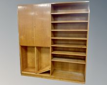 A 20th century school bookcase fitted with double door cupboard (width 180cm)