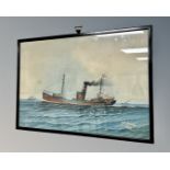 Alexander Harwood (British, 1873-1943) The fishing steamer Ben Culvain at sea, watercolour,