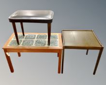 A 20th century Danish tile topped occasional table together with a further occasional table and a