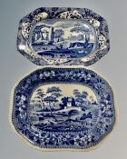 Two Copeland Spode Italian blue and white meat plates.