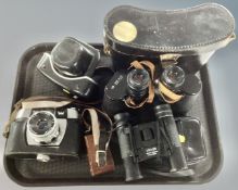 A tray containing Russian 12x40 field glasses,