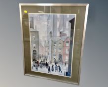 A print after L. S. Lowry : The Hawkers Cart, in frame and mount.