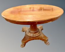 A 19th century oval mahogany pedestal dining table (width 130cm)