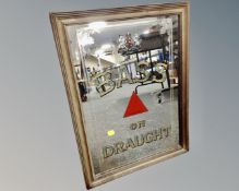A Bass on Draught pub advertising mirror in frame.
