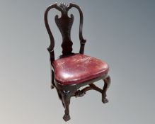 A 19th century Queen Anne style dining chair with leather seat.