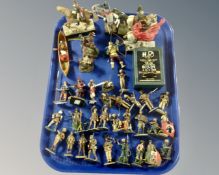 A tray containing assorted metal and plastic soldier figures including Ready4Action Normandy 1944