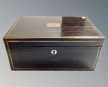 A Victorian rosewood and brass travelling writing box