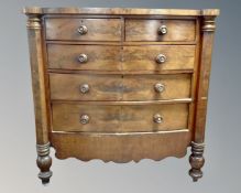 A Victorian mahogany two-over-three bow fronted five drawer chest (width 130cm,