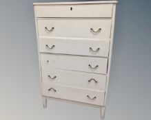 A mid-20th century Scandinavian painted six drawer chest.