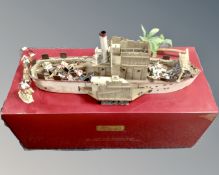 A scarce W Britain British Nile river gunboat and crew 27043, boxed.